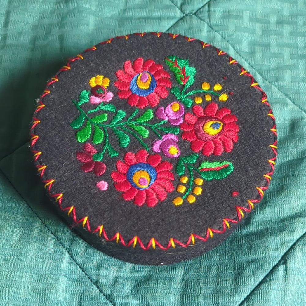Vintage Hungarian Felt And Leather Box